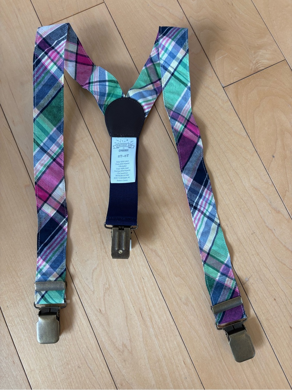 Gymboree Plaid Suspenders in Pink, Green & Blue Little Boys’ Formal